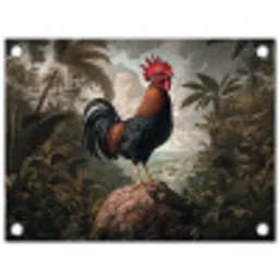 Haan - Rots - Landschap - Wolken tuinposter los doek klein -3d