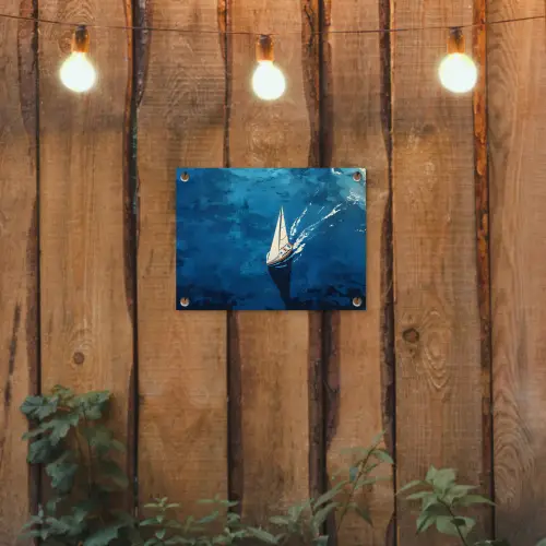Zeilboot - Water - Abstract - Schaduw tuinposter los doek klein -sfeer1