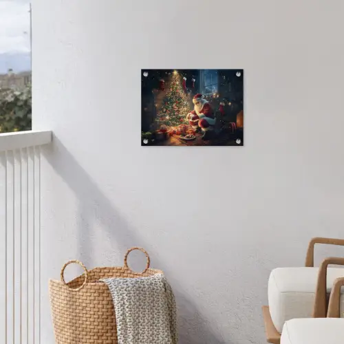 Kerstman - Haard - Donker tuinposter los doek klein -sfeer8