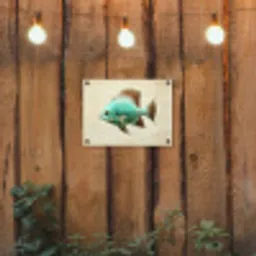 Schubben - Vis - Mint - Minimalistisch tuinposter los doek klein -sfeer1