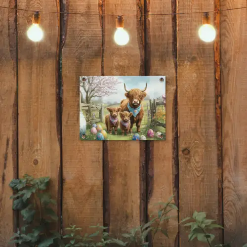 Schotsehooglanders - Paaseieren - Lente tuinposter los doek klein -sfeer1