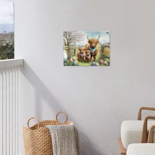 Schotsehooglanders - Paaseieren - Lente tuinposter los doek klein -sfeer8