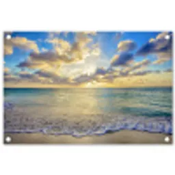 Zee - Strand - Wolken - Zon tuinposter los doek klein -3d
