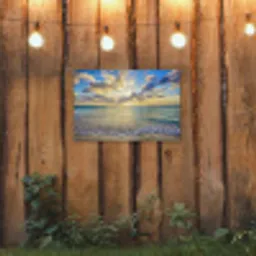 Zee - Strand - Wolken - Zon tuinposter los doek klein -sfeer1