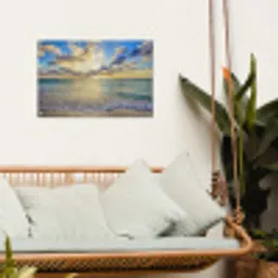 Zee - Strand - Wolken - Zon tuinposter los doek klein -sfeer7