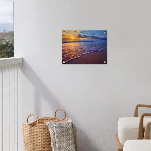 Zee - Strand - Zonsondergang - Wolken - Horizon tuinposter los doek klein -sfeer8