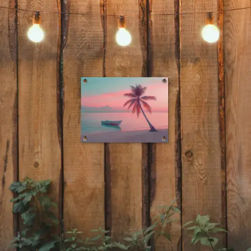 Zee - Boot - Zonsondergang tuinposter los doek klein -sfeer1