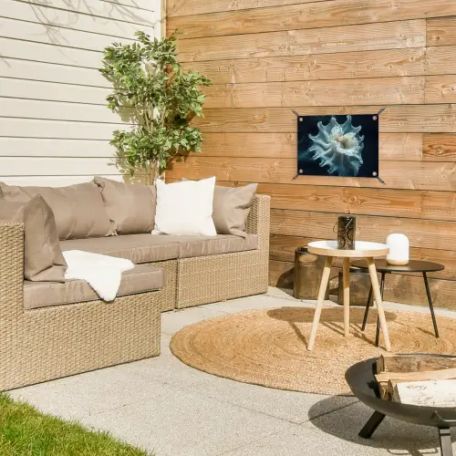 Zeewezen - Wit - Golven - Water tuinposter los doek klein -sfeer4