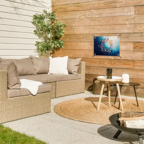 Zee - Vissen - Kleurrijk - Dynamisch tuinposter los doek klein -sfeer4