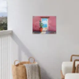 Zee - Roze - Cactus tuinposter los doek klein -sfeer8