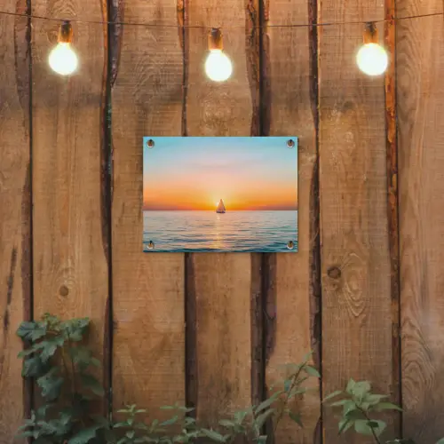 Zee - Zeilboot - Zonsondergang tuinposter los doek klein -sfeer1