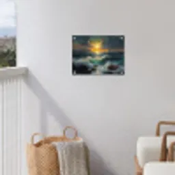 Zee - Zon - Golven - Rotsen tuinposter los doek klein -sfeer8