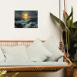 Zee - Zon - Golven - Rotsen tuinposter los doek klein -sfeer7