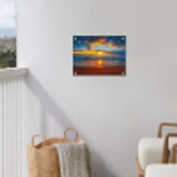 Zee - Zonsondergang - Strand - Wolken - Oranje tuinposter los doek klein -sfeer8