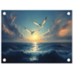 Meeuwen - Zee - Wolken -Blauw tuinposter los doek klein -3d