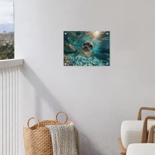 Zeehond - Water - Blauw tuinposter los doek klein -sfeer8