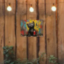 Kitten met Spuitbus tuinposter los doek klein -sfeer1