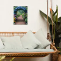 Doorkijk - Bloemen - Hortensia - Pad tuinposter los doek klein -sfeer7
