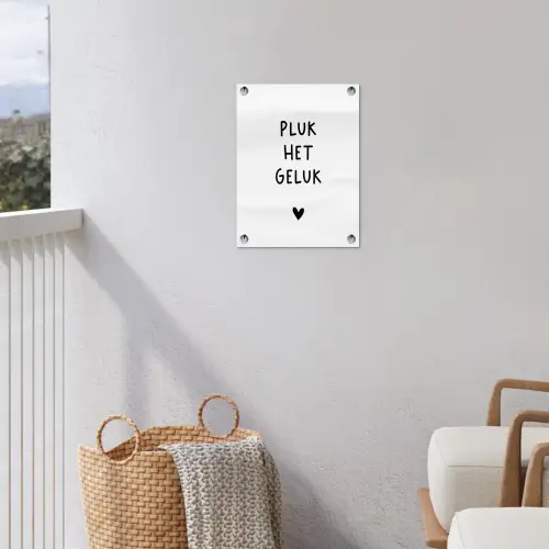 Pluk het geluk - Quotes - Spreuken tuinposter los doek klein -sfeer8