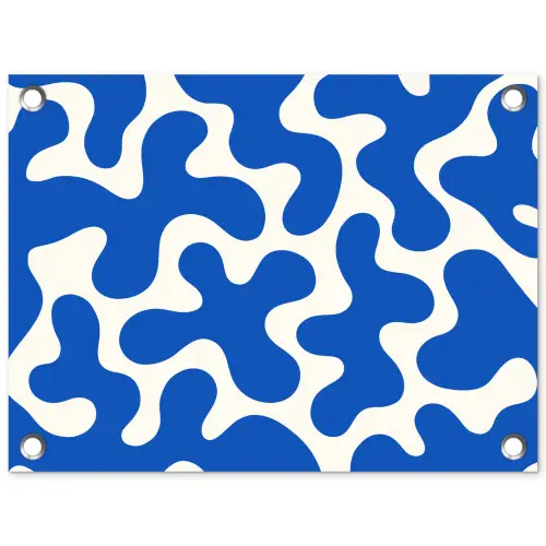 Vormen - Abstract - Blauw - Golven tuinposter los doek klein -3d