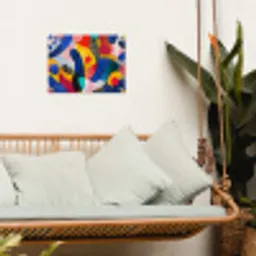Vormen - Abstract - Stippels - Blauw tuinposter los doek klein -sfeer7