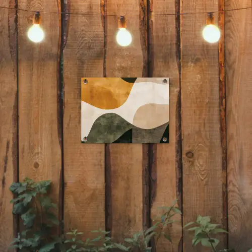 Vormen - Okergeel - Abstract tuinposter los doek klein -sfeer1