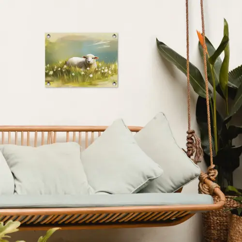 Schaap - Weide - Groen tuinposter los doek klein -sfeer7