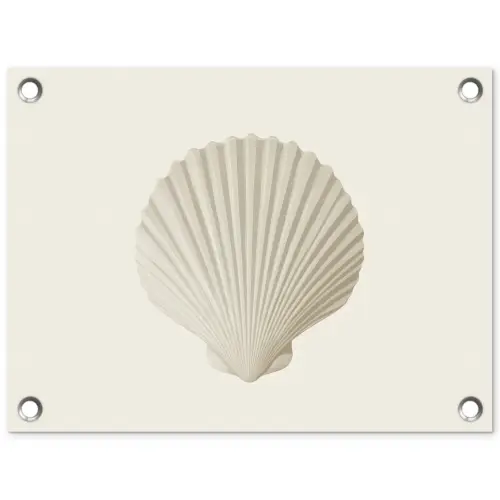 Schelp - Minimalistisch - Wit tuinposter los doek klein -3d