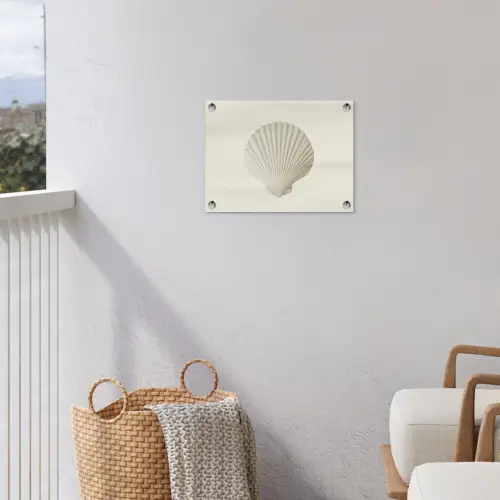 Schelp - Minimalistisch - Wit tuinposter los doek klein -sfeer8