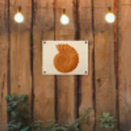 Schelp - Oranje - Ribbels tuinposter los doek klein -sfeer1