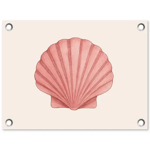 Schelp - Roze - Ribbels tuinposter los doek klein -3d