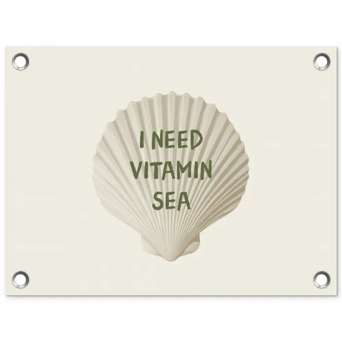 Schelp - Quote - Groen tuinposter los doek klein -3d