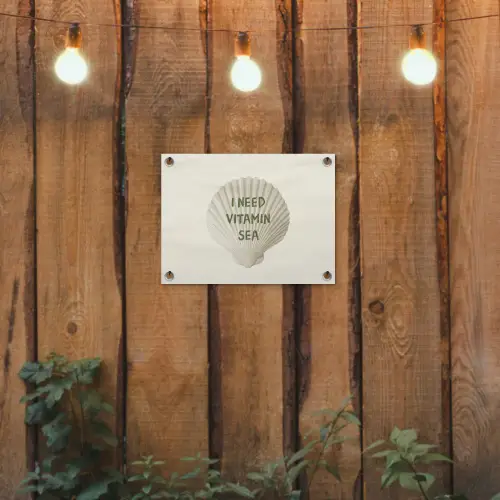 Schelp - Quote - Groen tuinposter los doek klein -sfeer1