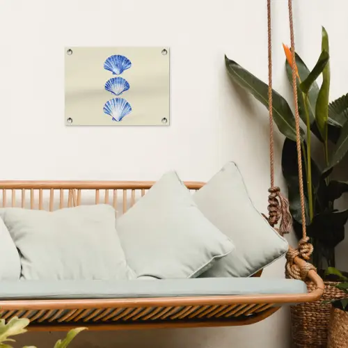 Schelpen - Blauw - Beige tuinposter los doek klein -sfeer7