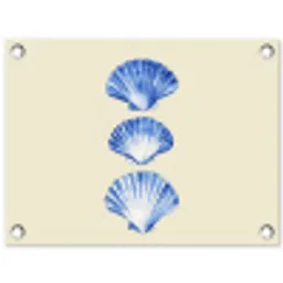 Schelpen - Blauw - Beige tuinposter los doek klein -3d