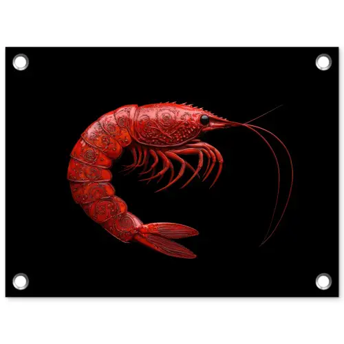 Garnaal - Rood - Dieren tuinposter los doek klein -3d