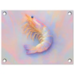 Garnaal - Subtiele structuur - Blauw - Roze tuinposter los doek klein -3d