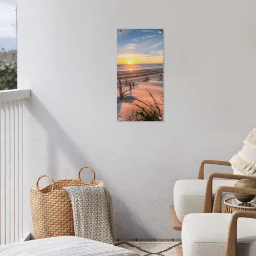 Zandpad bij Zonsondergang tuinposter los doek klein -sfeer8