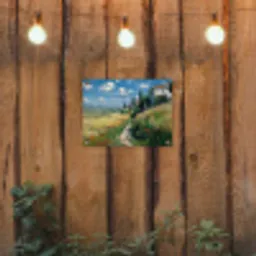 Zandpad - Huis - Bomen - Grasveld tuinposter los doek klein -sfeer1