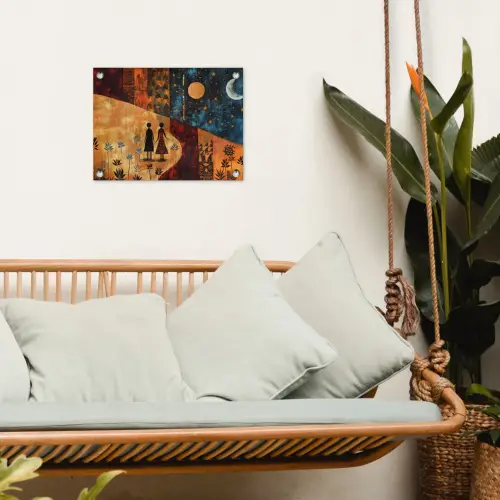 Silhouetten - Abstract - Zon - Maan tuinposter los doek klein -sfeer7