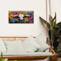 Schedel - Bloemen - Graffiti tuinposter los doek klein -sfeer7