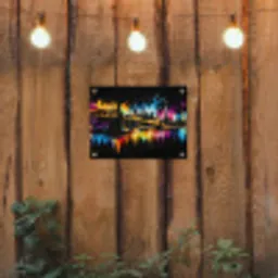 Skyline - Brug - Verlichting - Kleuren tuinposter los doek klein -sfeer1