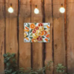 Schijfjes - Fruit - Oranje - Mozaïek tuinposter los doek klein -sfeer1
