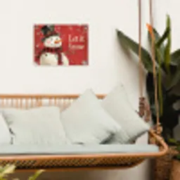 Sneeuwpret - Winter - Sneeuwpop tuinposter los doek klein -sfeer7