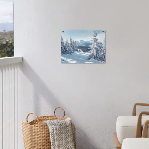 Sneeuw - Winter - Landschap - Bergen tuinposter los doek klein -sfeer8