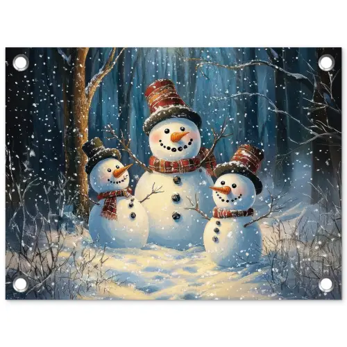 Sneeuwpop - Sneeuw - Winter - Bos tuinposter los doek klein -3d