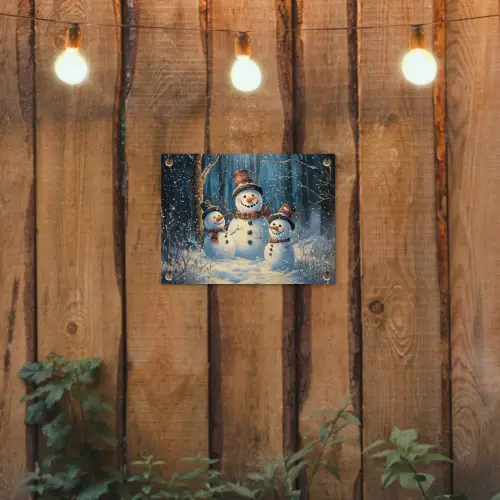 Sneeuwpop - Sneeuw - Winter - Bos tuinposter los doek klein -sfeer1