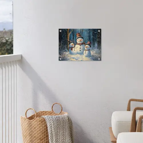 Sneeuwpop - Sneeuw - Winter - Bos tuinposter los doek klein -sfeer8