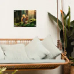 Eekhoorn - Nootje - Gras tuinposter los doek klein -sfeer7