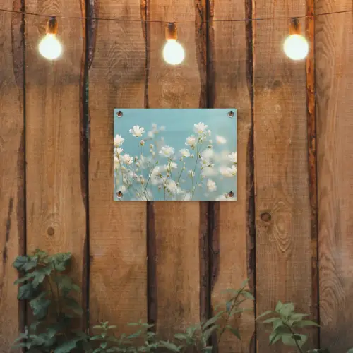 Stengels - Bloemen - Lucht - Wit tuinposter los doek klein -sfeer1
